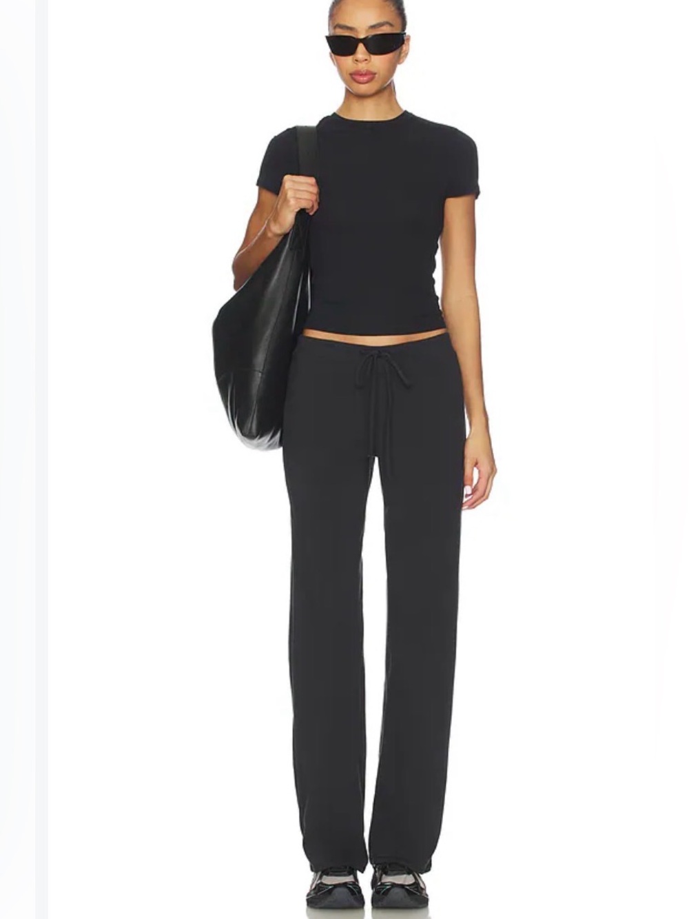 NWT SKIMS Cotton Jersey Straight Leg Pant S Soot Black Lounge Stretch Athleisure